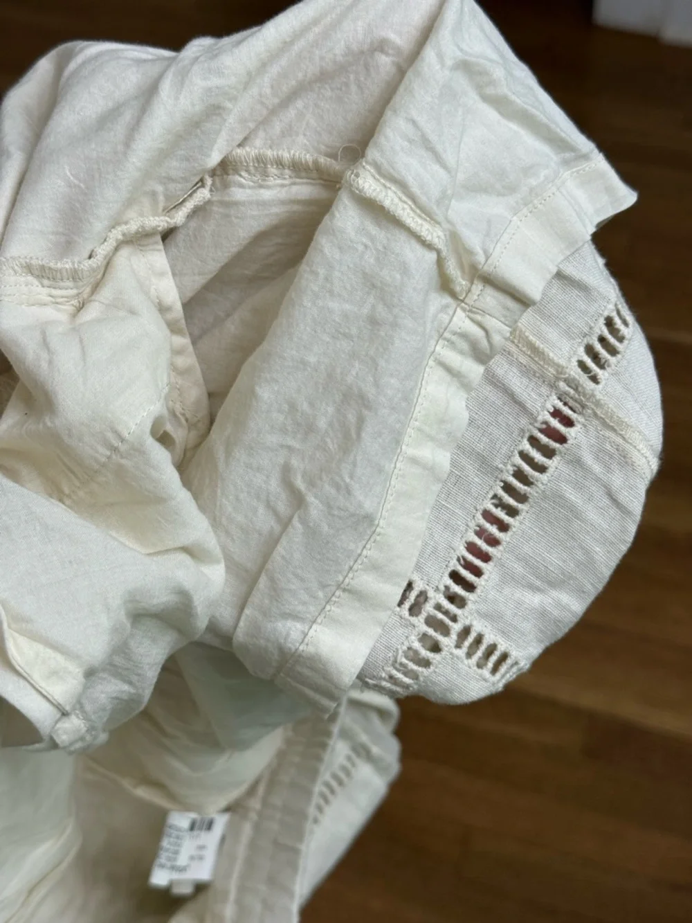 {L} Zara Summer Wardrobe ‘24 Cream Embroidered Floral Lounge Pants